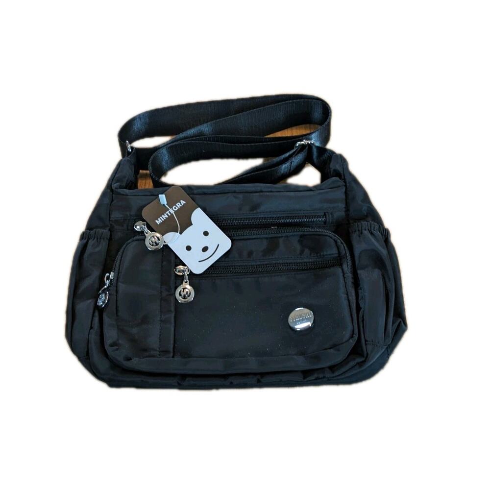 MINTEGRA Crossbody Purse Women Black Handbag Multiple Pockets Bag New